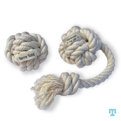 Organic 3" Cotton Ball Dog Toy | Small & Medium Dogs