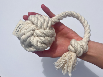 Organic 3.5" Cotton Ball Dog Toy | Medium & Large Dogs
