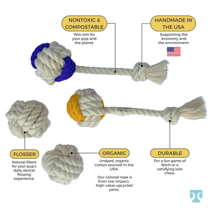 Organic 3" Cotton Ball Dog Toy | Small & Medium Dogs